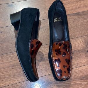 Stuart Weitzman Black Suede pumps with animal print size 7